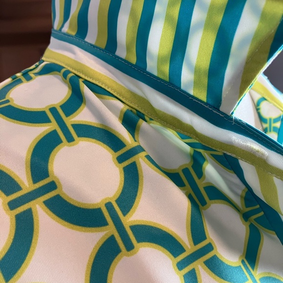 Gretchen Scott Geometric Mod Jersey Dress Green Size Large - Picture 4 of 8